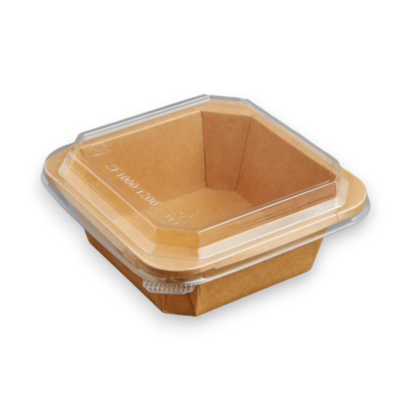 1200 ML / 40 OZ SQUARE KRAFT BOX + LID PET