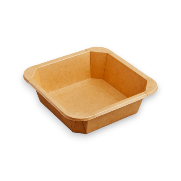 1200 ML / 40 OZ SQUARE KRAFT BOX + LID PET